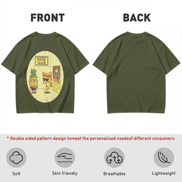 Pizza Club T-Shirt With Funny Pineapple and Pizza Slice Characters