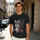 Olive T-Shirt With Cute Raccoon And Shadow Monster Graphic