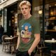 Cat Chef Eating Ramen in Great Wave Bowl T-Shirt