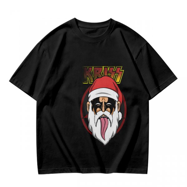 Olive T-Shirt with Kriss Santa Rock Band Graphic Print