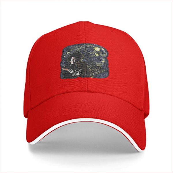 Black Baseball Cap With Starry Night Edward Scissorhands Art Print