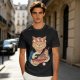 Olive T-Shirt with Japanese Ramen Chef Cat Graphic