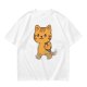 Olive T-Shirt With Cute Orange Tabby Cat Graphic