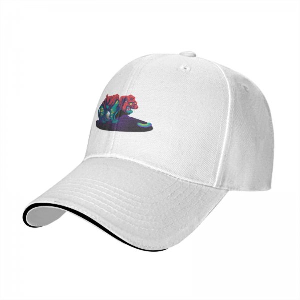 Black Baseball Cap With Psychedelic Colorful Beast Graphic Print