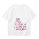 Olive Green T-Shirt With Pink Whimsical Graphic Print
