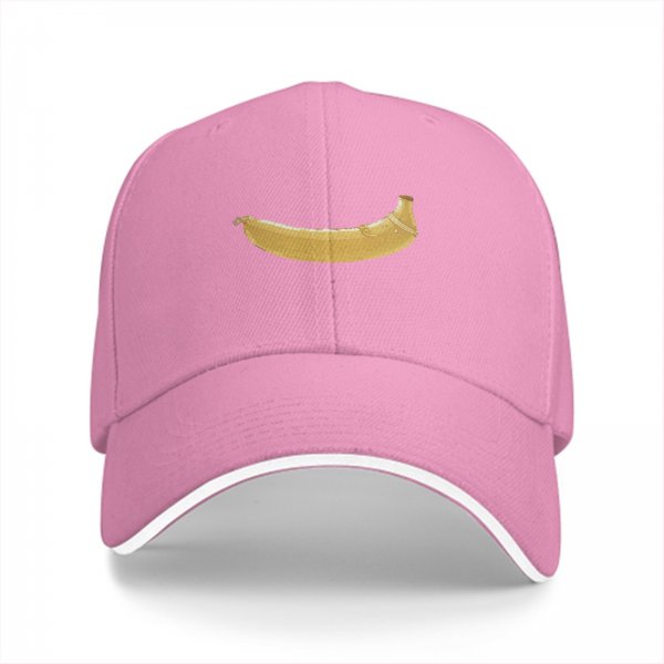 Black Baseball Cap With Banana Graphic Print