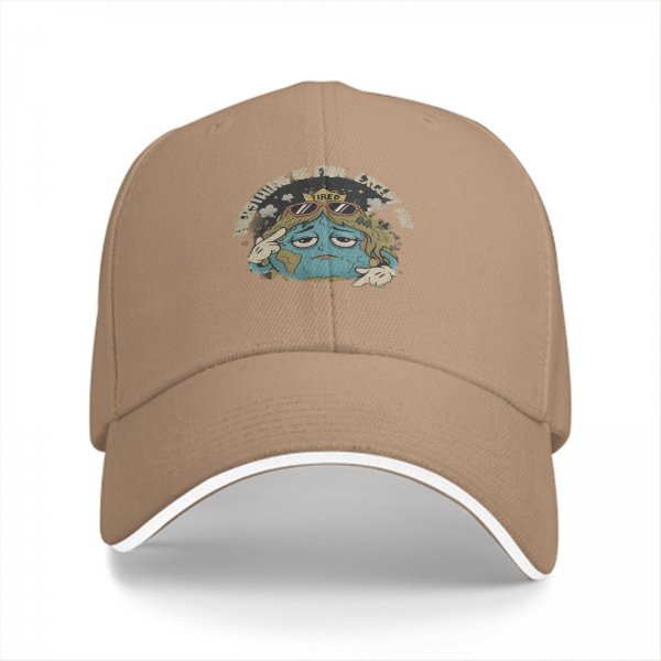Black baseball cap with tired Earth graphic and 'Everything is fine except for' text