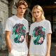 Olive T-Shirt With Mermaid And Seashell Graphic Print