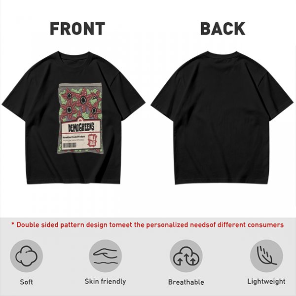 Olive Green T-Shirt With Demogorgon Vegetable Packet Print