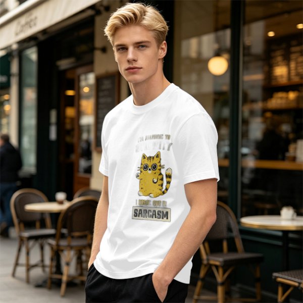 Olive Graphic T-Shirt With Sarcasm Cat Print