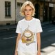 Olive Green T-Shirt With Cute Cat Latte Art And Kittens Print