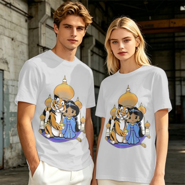 Disney Aladdin Princess Jasmine and Rajah Tiger Graphic T-Shirt