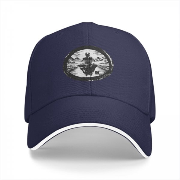 Black Baseball Cap With Floating Island Landscape Graphic
