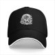 Black Baseball Cap With Japanese Oni Mask Floral Art Print