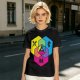 Olive T-Shirt With D20 And Fantasy RPG Themed Hexagon Art