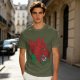 Olive T-Shirt With Fierce Armored Beast Head Graphic