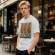 Olive Green T-Shirt With Three Panel Cartoon Monkey Head Print