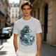 Olive T-shirt with Waterbender Character and Wave Art Print