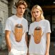 Olive Green T-Shirt With Happy Steaming Coffee Cup Graphic