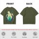 Anime Silhouette Graphic Olive Green Short Sleeve T-Shirt