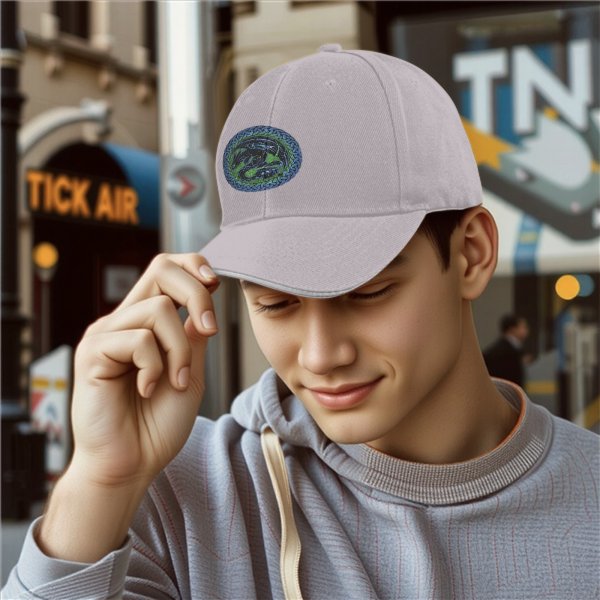 Black Baseball Cap With Celtic Knot Dragon Emblem