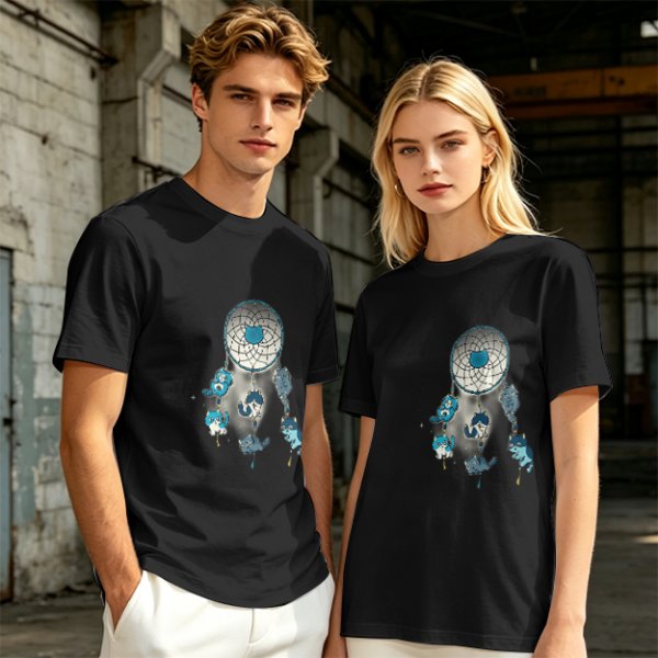 Olive T-Shirt With Dreamcatcher And Cute Cat Kittens Print