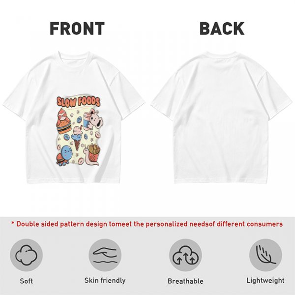Olive green graphic t-shirt with slow foods animal fast food mashup print
