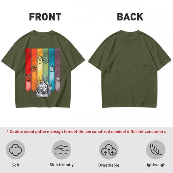 Dungeons and Dragons Polyhedral Dice Rainbow Graphic T-Shirt