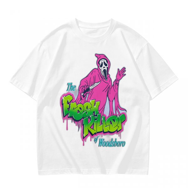 Olive T-Shirt with Neon Pink Ghostface 'The Fresh Killer' Print
