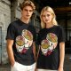 Olive T-Shirt With Cute Hugging Ramen Bowl Couple Print