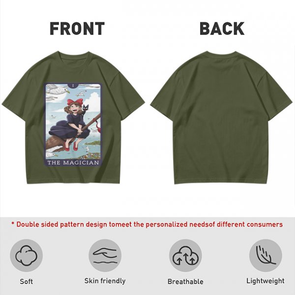 Olive T-Shirt Featuring Kiki's Delivery Service The Magician Tarot Art