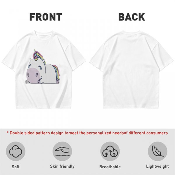 Olive Green T-Shirt With Crying Chubby Unicorn Rainbow Print