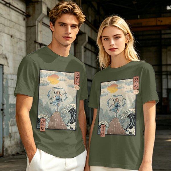 Katara Waterbending Ukiyo-e Style Graphic T-Shirt