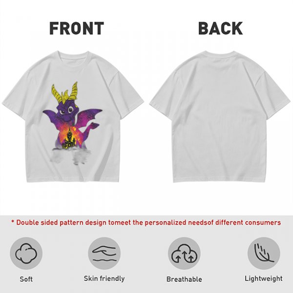 Olive T-Shirt Featuring Spyro The Dragon With Castle Galaxy Artwork