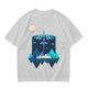 Olive T-Shirt With Geometric Dragonfly Mountain Night Scene Print