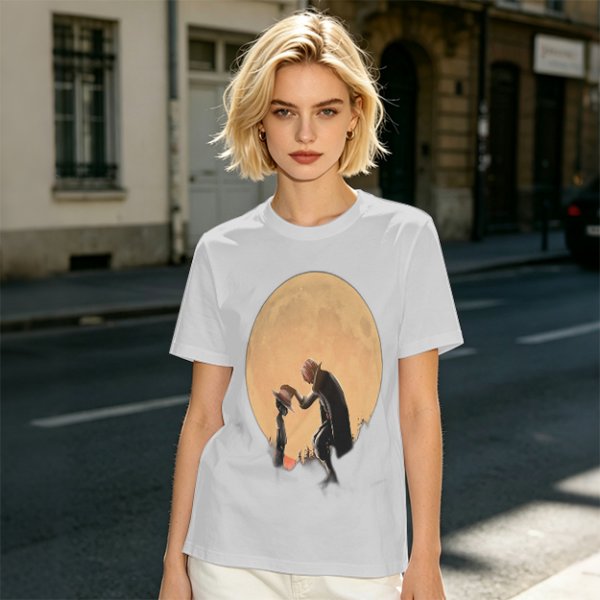 Olive T-Shirt With Moonlit Cowboy Silhouette Graphic