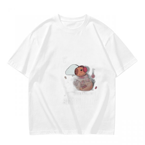 Olive Green T-Shirt With Cute Cartoon Pig Print