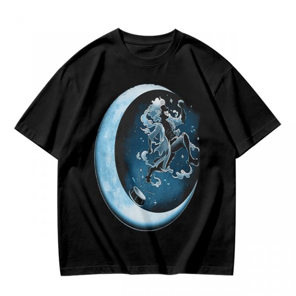 Olive T-Shirt With Crescent Moon And Dancing Spirit Graphic