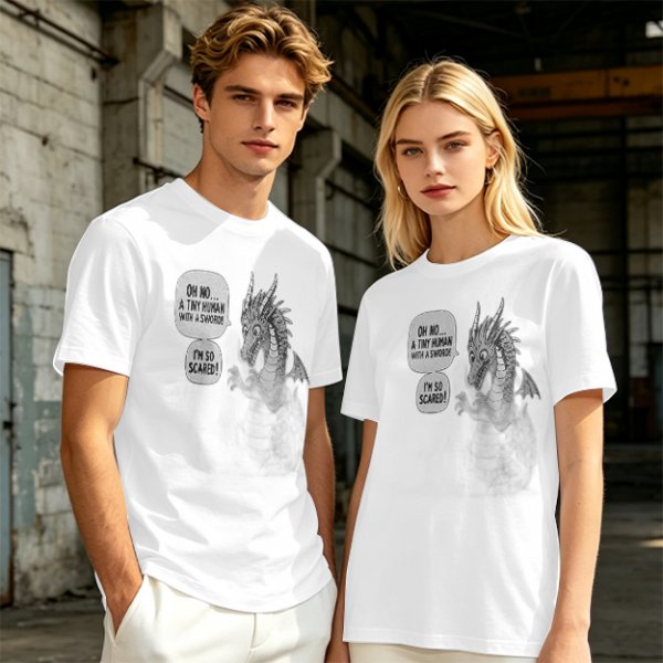 Olive Dragon Funny Sword Joke Graphic T-Shirt