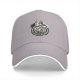 Black baseball cap with stressed skeleton graphic and crisis quote