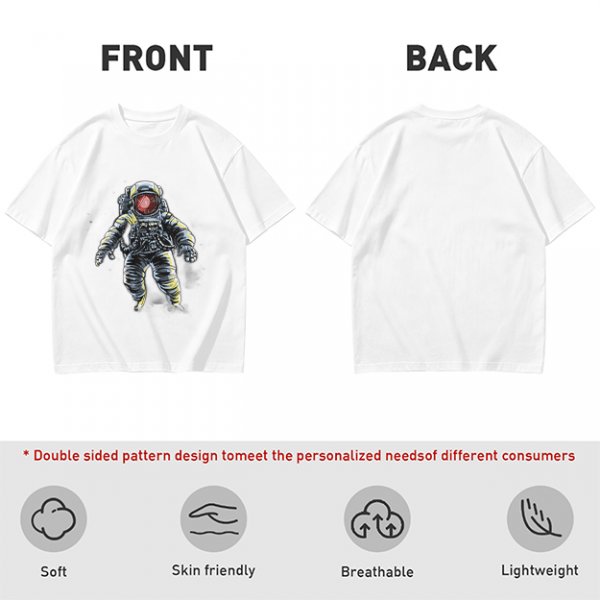 Olive T-Shirt with Floating Astronaut Graphic Print