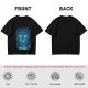 Olive T-shirt with Glowing Blue Cheshire Cat Graphic