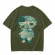 Olive T-Shirt With Fantasy Forest Spirit Graphic Print