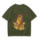 Olive T-Shirt With Cool Cat Lounging On Beach Chair Holding Drink