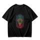 Olive Green T-Shirt With Colorful Mystical Geometric Tree Print