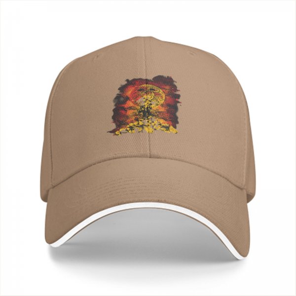 Black Baseball Cap With Mushroom Cloud Explosion Graphic Print