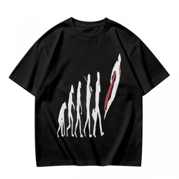 Olive T-Shirt With Evolutionary Human Silhouette Print