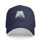 Black Baseball Cap With White Wolf And Moon Graphic Design