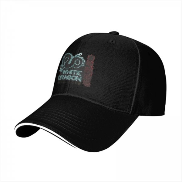 Black baseball cap with White Dragon neon style graphic print