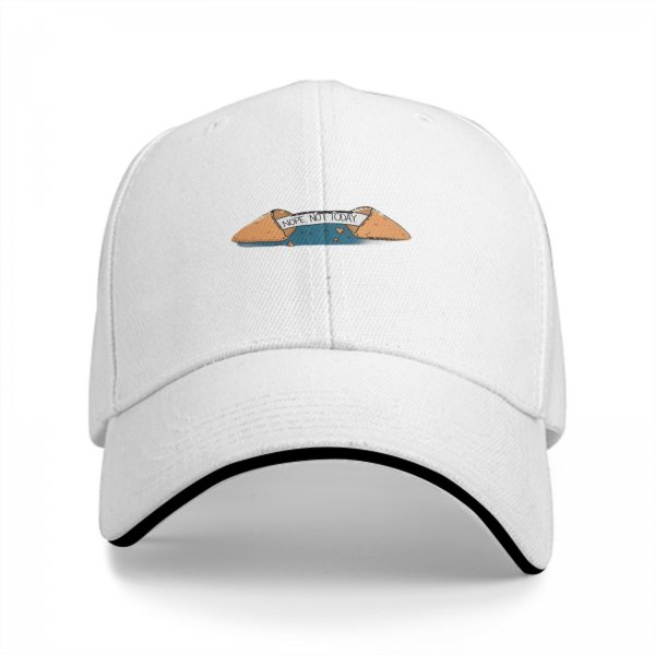 Black baseball cap with 'NOPE NOT TODAY' graphic print